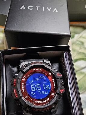 NWT Activa by Invicta Men's Digital Chronograph Sport Watch – Black & Red